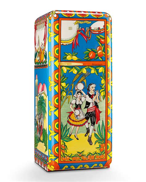 smeg et dolce gabbana|Dolce & Gabbana refrigerator.